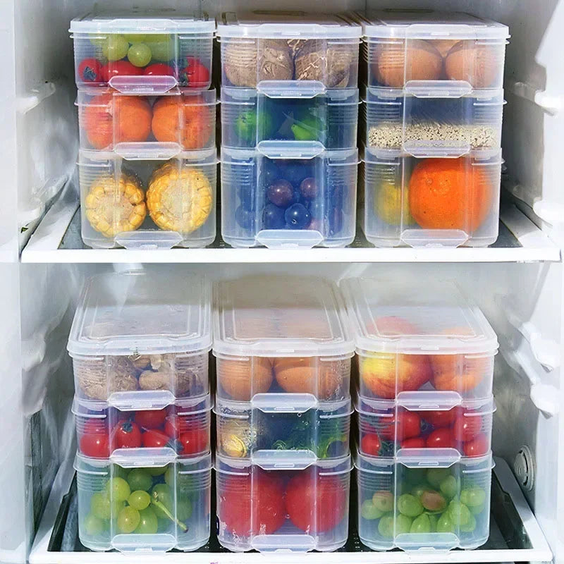 Kitchen Fridge Freezer Space Organizer Refrigerator Storage Rack Shelf Holder Drawer Multi-layer Food Storage Box