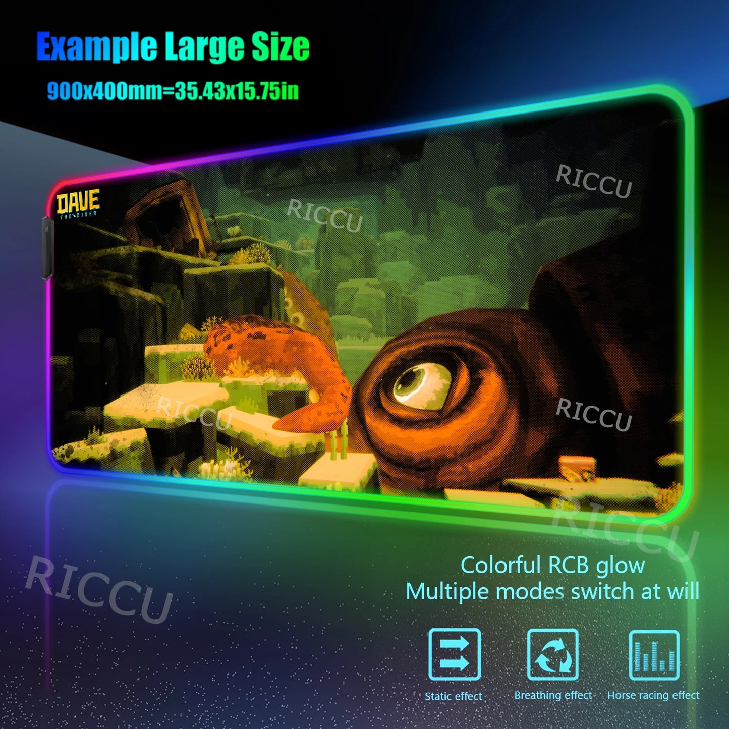RGB PC Popular games Daves the Diver Mouse Pad XXL Computer esports Accessories Large Keyboard Laptop Table mat LED Gamer Gaming