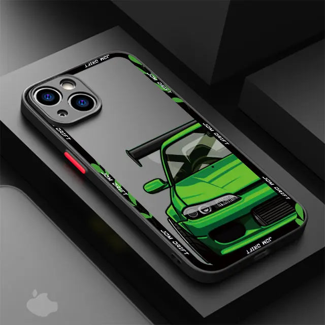 Cool Car Cover Phone Case for iPhone 11 12 Mini 13 14 16 15 Pro 15 16 Pro Max Matte Hard Shell