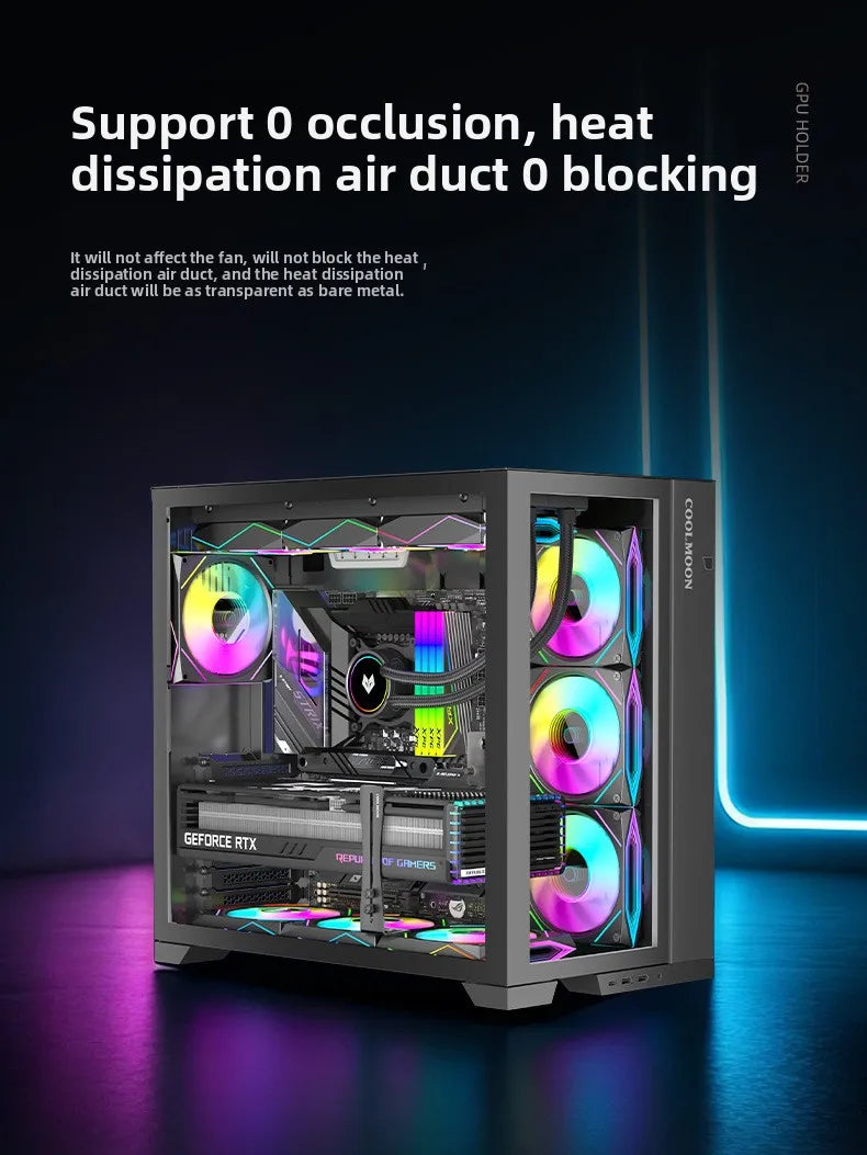 Aluminum GPU Brace Support for Vertical GPU in PC Case Universal Graphics Card Sag Bracket for Desktop Computer Gaming Build