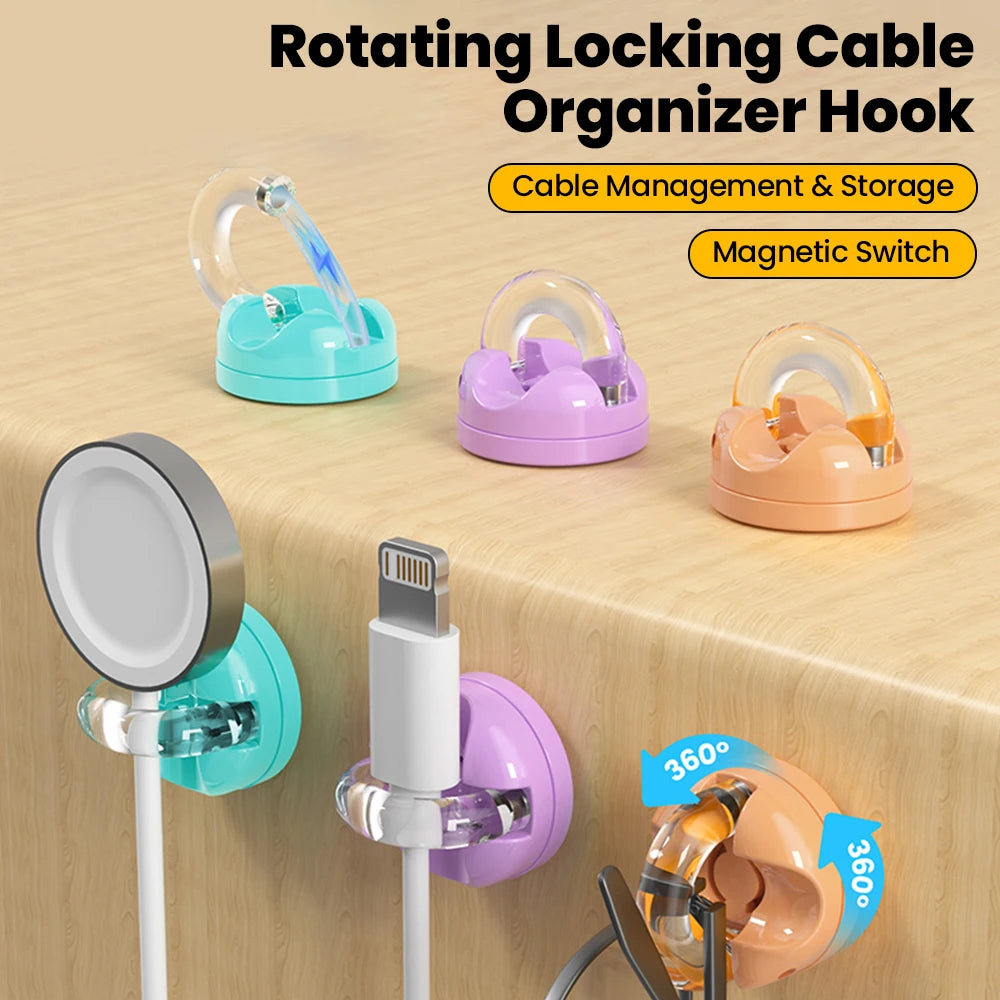 Magnetic Clip Cable Organizer Hook Smooth Adjustable Acrylic Universal Winder Under Desk Management Wire Keeper Cable