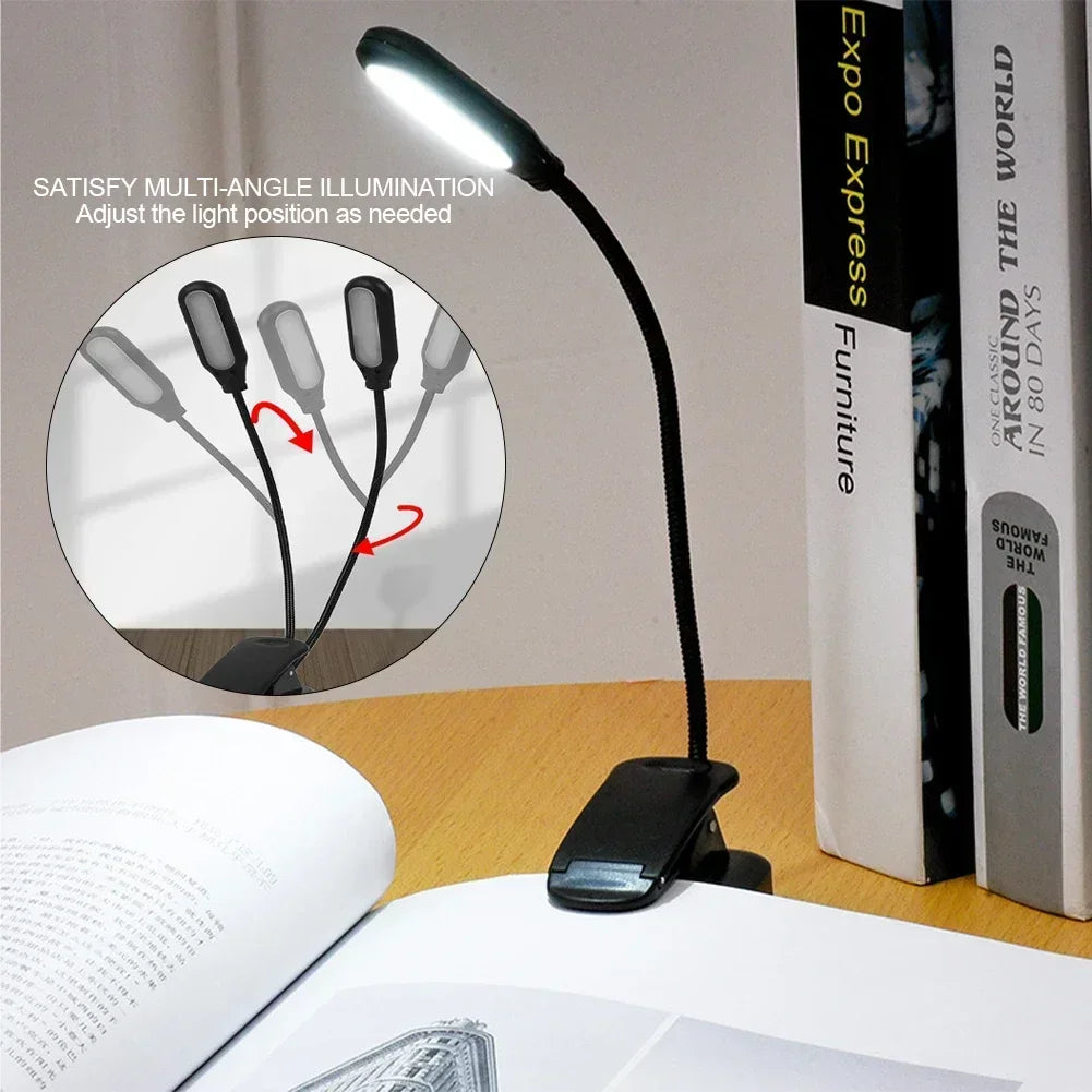 LED Book Light Reading Light White Daylight Portable Flexible Easy Clip Night Reading Lamp Bedroom Reading