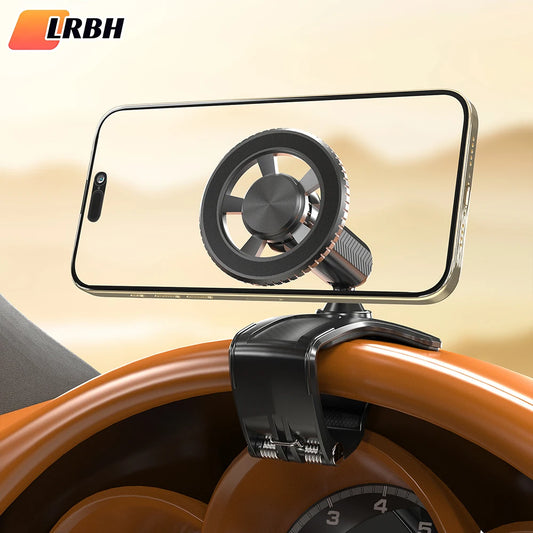Magnetic 360 Degree Rotation Dashboard Car Phone Holder [Strong Compression Clamp] Clip on Dashboard for 4 to 7 inch Smartphones