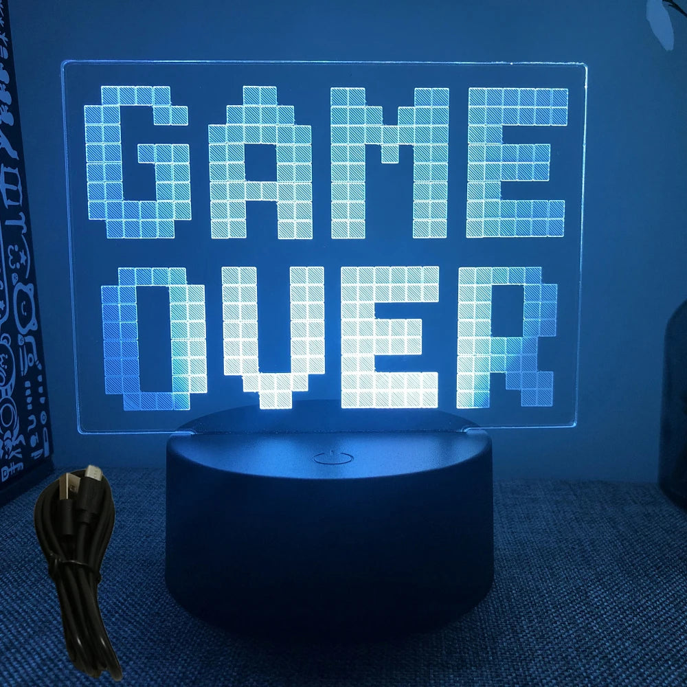 NEON GAMER 3D Lamp LED Night Light Gaming Setup RGB Children's Lamps Gamer Room Decoration Bedroom Table Lamp Personalized Gifts