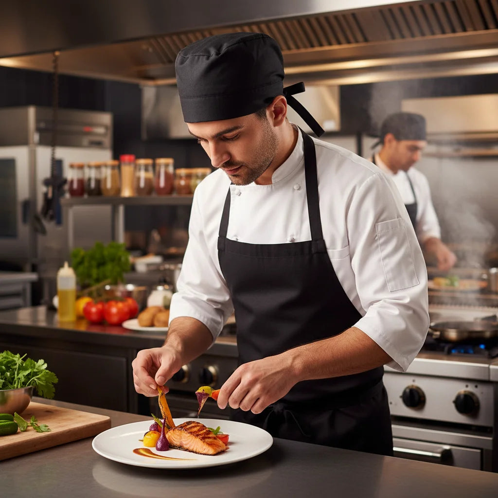 Chef Hat for Men and Women Restaurant Staff Adjustable Tied Band Cooking Cap Breathable Cotton Blend Material for Japanese
