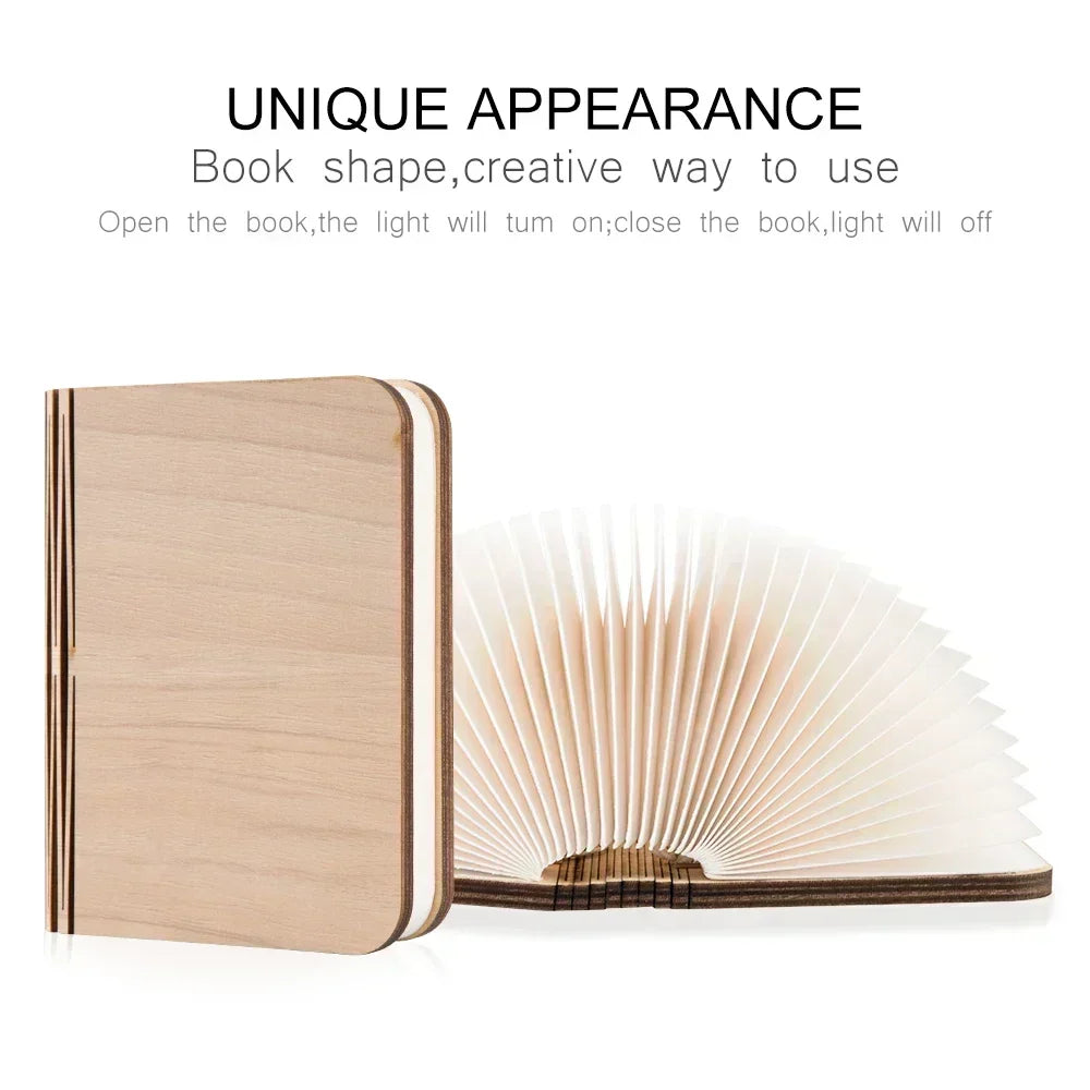 LED Wooden Book Lamp Creative 3D Book Light Folding LED Night Light USB Recharge Decor Bedroom Table Lamp for Kid Brithday Gifts