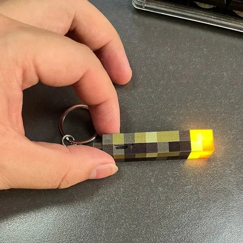 LED Light Keychain With USB Rechargeable Gaming Theme Surrounding Torch Mini Torch Lighting Backpack Pendant Children Gifts