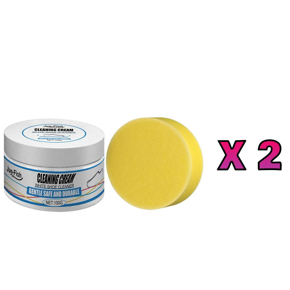 White Shoes Cleaning Cream With Wipe Sponge Stains Remover Shoes Whitening All-Purpose Cleansing Cream For Shoes Sneakers