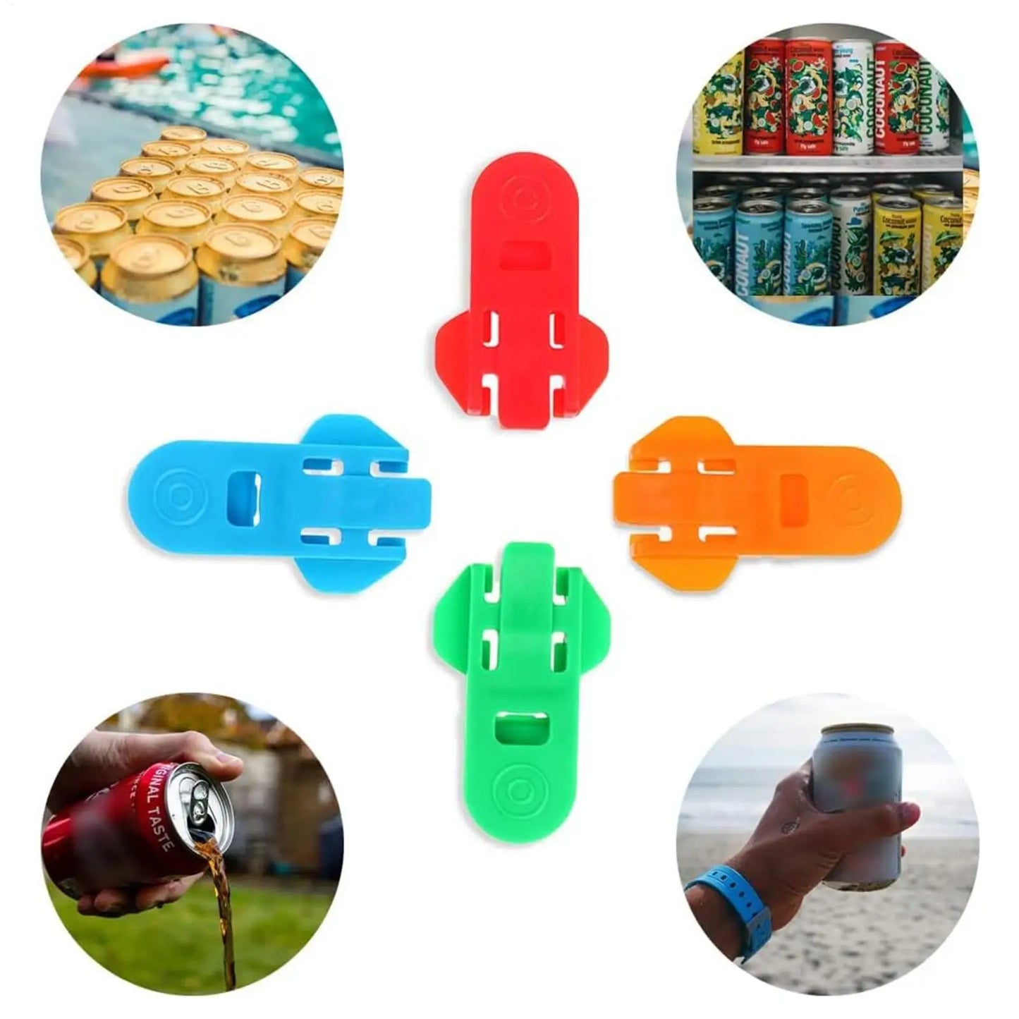 6pcs Opener Manual Soda Beer Can Openers Plastic Beverage Can Cover Protector Colorful Can Tab Cover Can Opener Tool