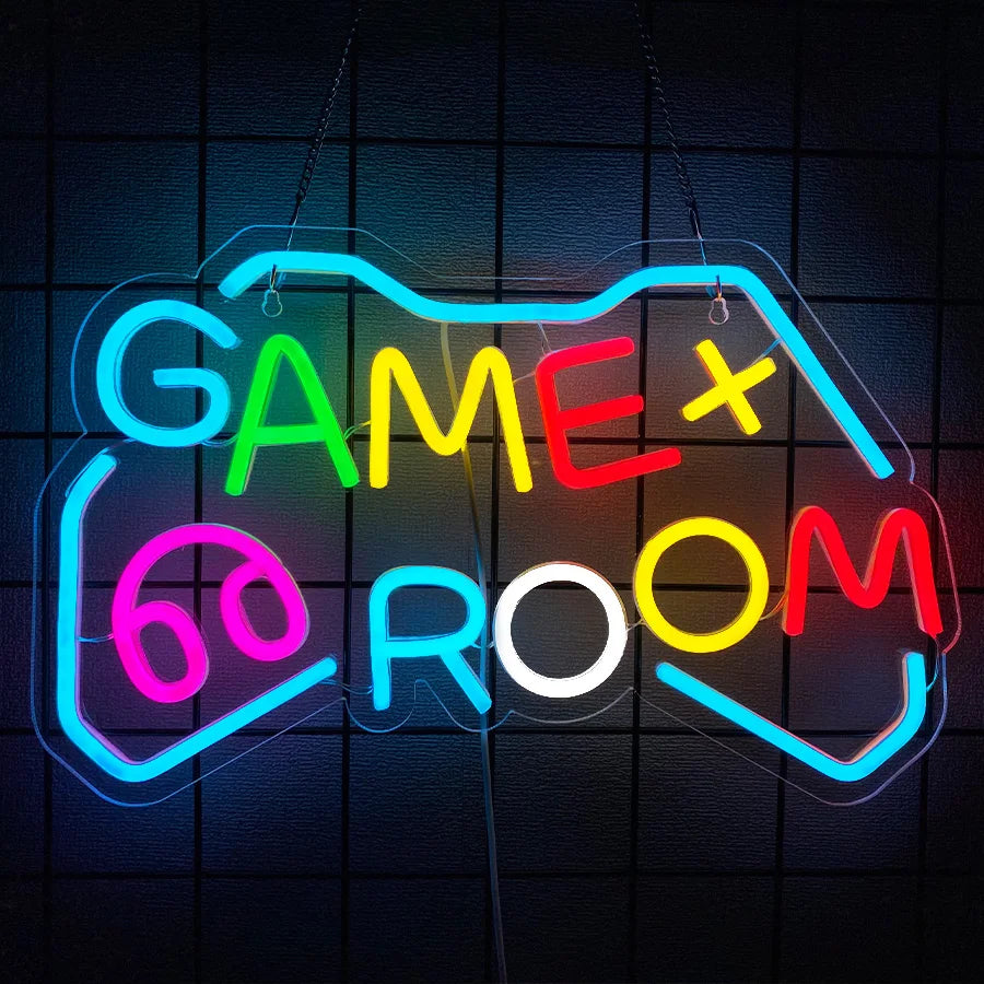 Game Zone Neon Sign, Gamepad Shaped LED Neon Sign for Gamer Room Decor, Game On Neon Sign for Boys Home Decor, 5V USB Powered