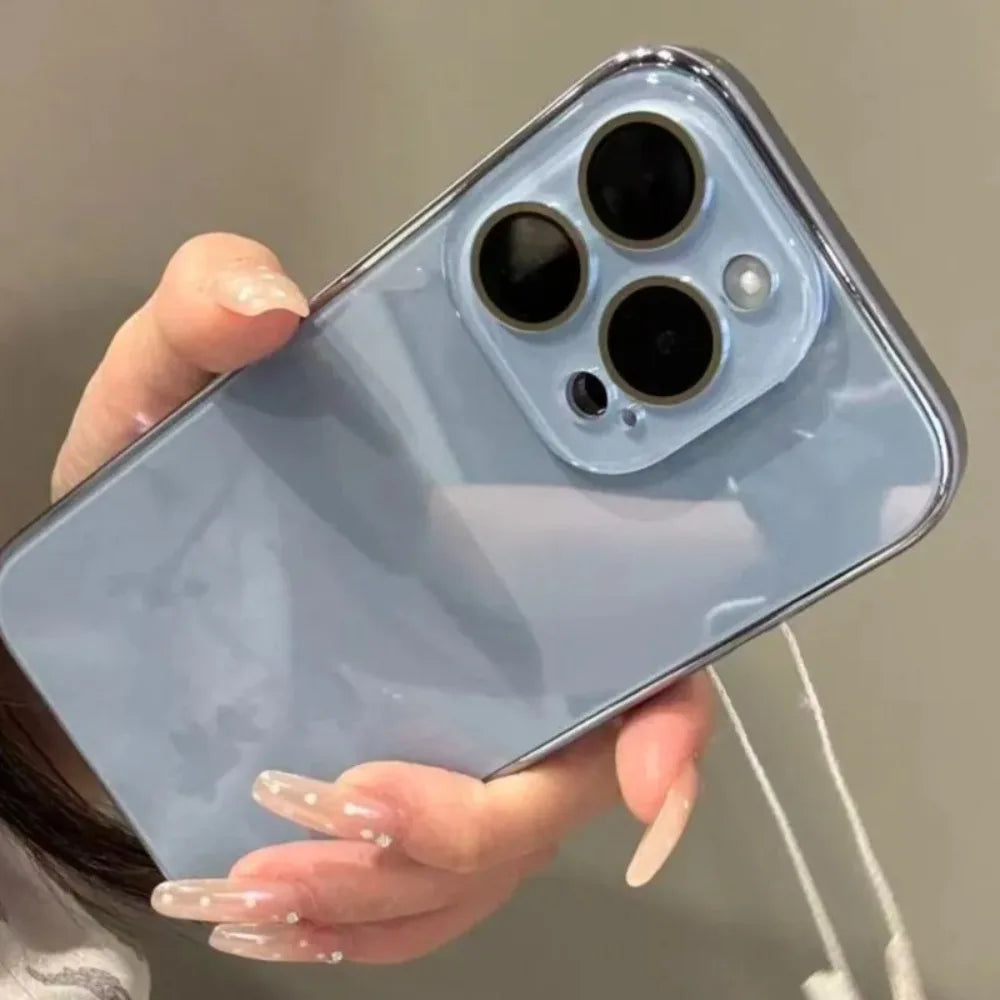 Luxury Tempered Glass Camera Protection Case for iPhone 17 16 15 14 13 12 11 Pro Max Plating Bumper Shockproof Hard Back Cover