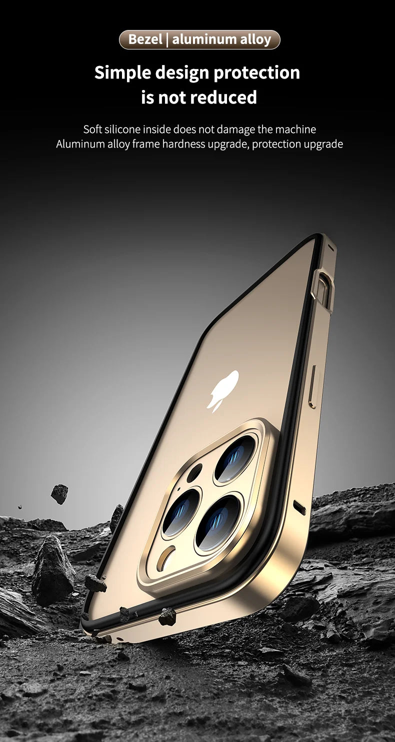 Camera Protection + Hybrid Silicone Frame Aluminum Metal Phone Case For iPhone 16 15 14 13 Pro Max Better Heat Bumper