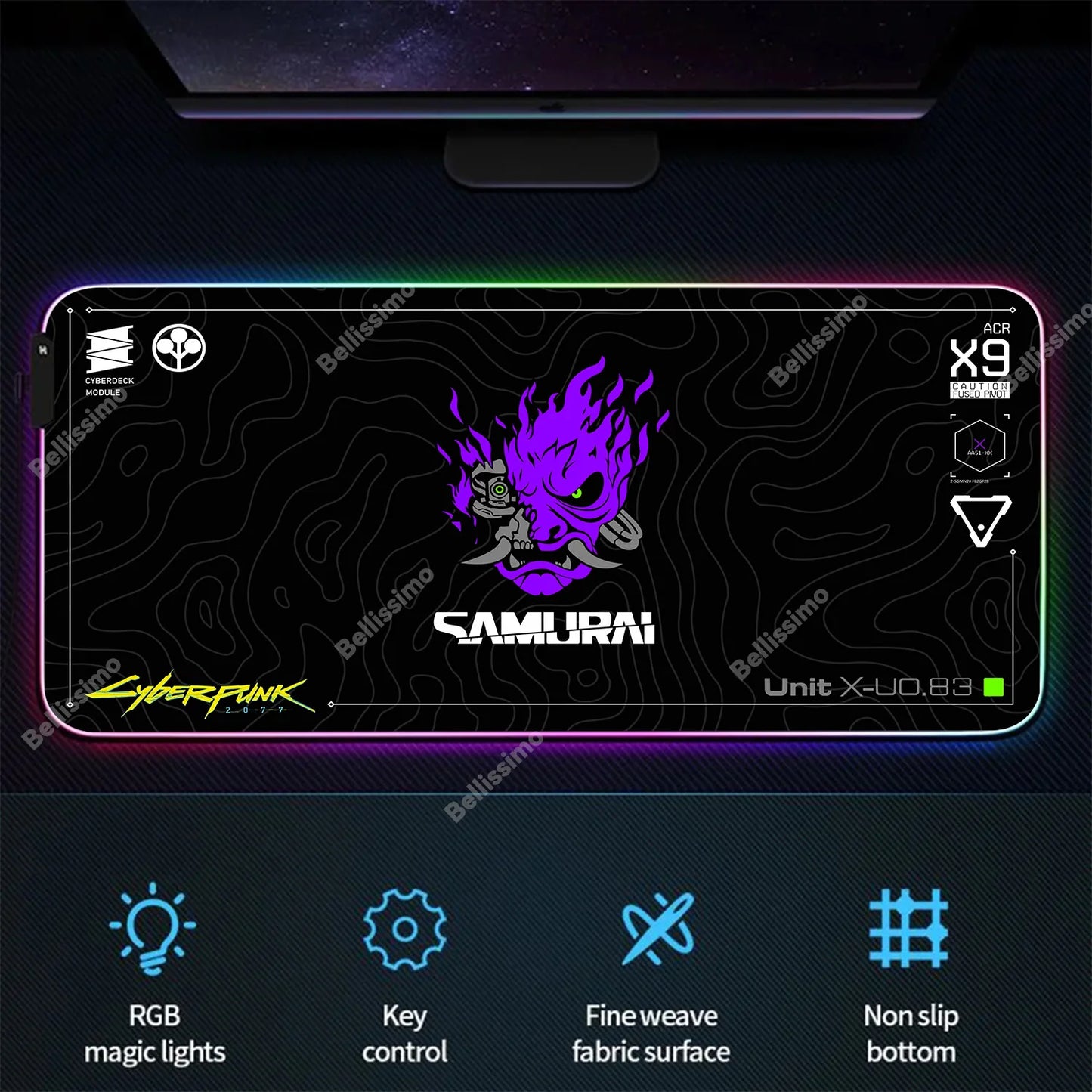RGB Gaming Cyberpunks Mouse Pad XXL Computer Gamer Large Led Mousepad Ghost Head Desktop Decoration WOW Deskmat Wit Backlit