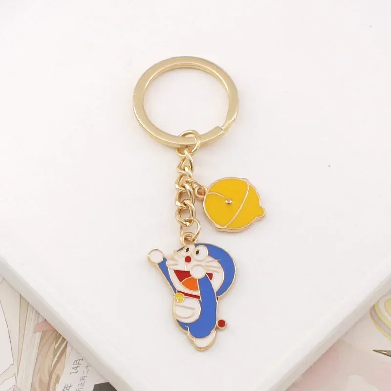 Anime Doraemon Keychain Trinket Jewelry Kawaii Car Key Chain Key Ring Cartoon Backpack Pendant Decorations Kids Birthday Gift
