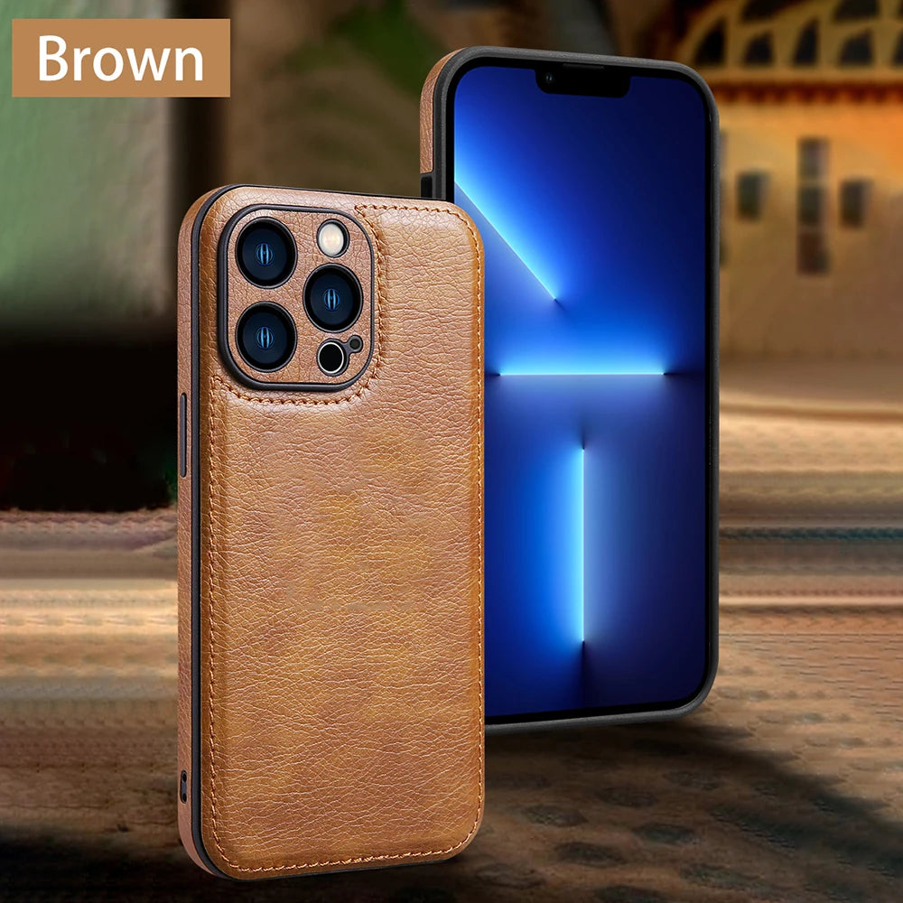 Soft Leather Case for iPhone 17 14 13 12 11 16 Pro Max XR 15 Plus Air Ultra Thin Lens Protection iphone16 16Pro Cover Coque
