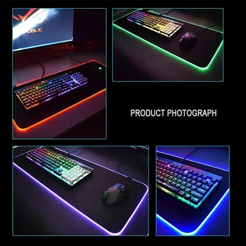 RGB Mouse Pad Gaming Valorant Computer Mice Mat Gamer Led Glowing Keyboard Mausepad 30x80cm PC Cabinet Carpet Office Accessories