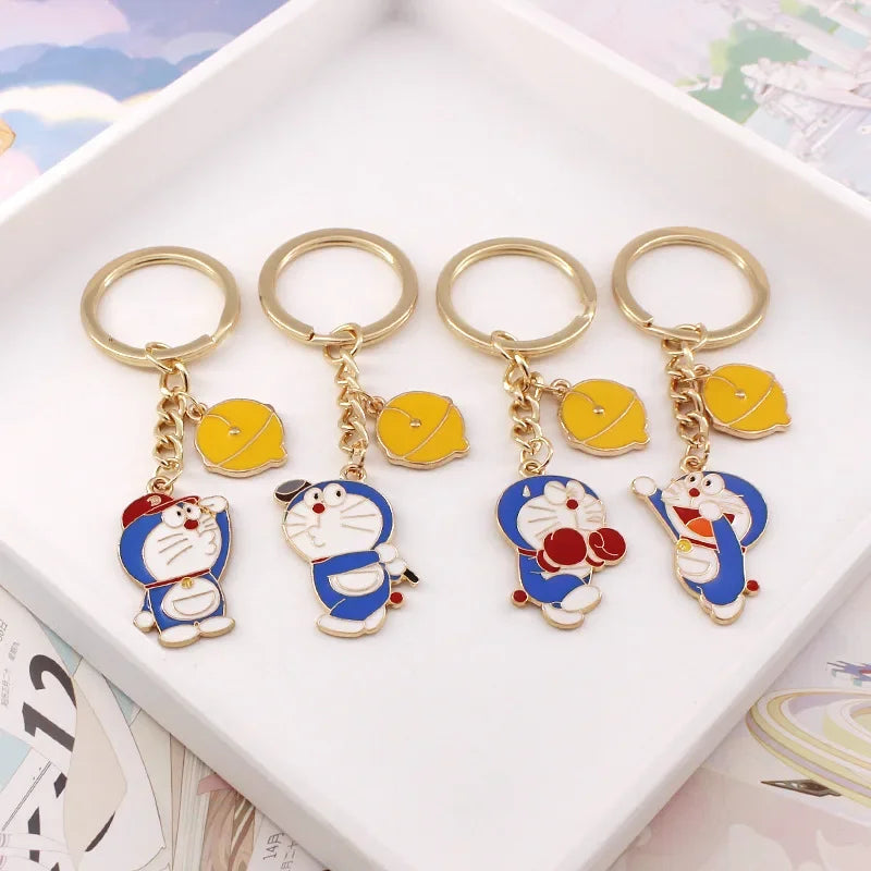 Anime Doraemon Keychain Trinket Jewelry Kawaii Car Key Chain Key Ring Cartoon Backpack Pendant Decorations Kids Birthday Gift