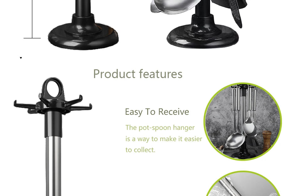 Kitchen Rotary Storage Rack Rotatable Kitchenware Organizer Hooks Spatula Spoon Knife Storage cabinet Kitchen Accessories New