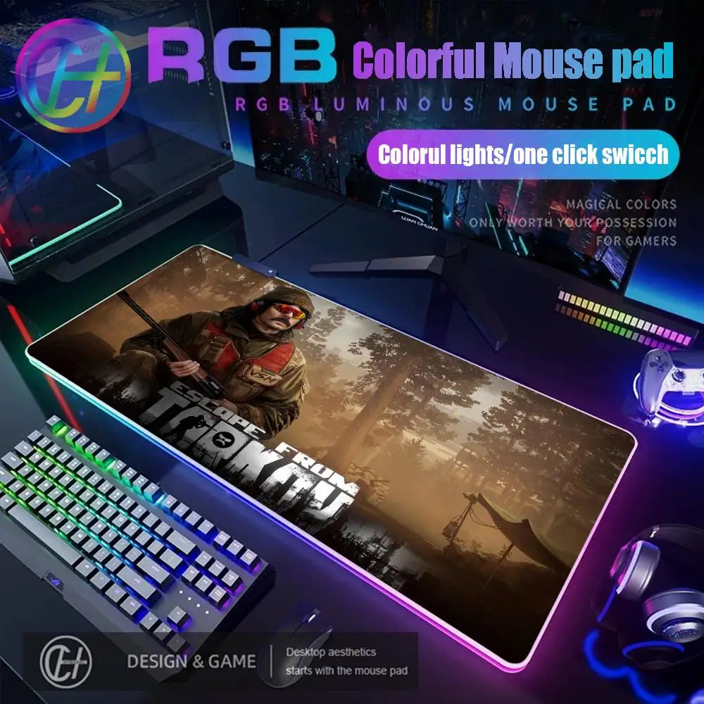 Escape From Tarkov RGB Mouse Pad Computer Gaming Accessories Large Mouse Deskmats MousePads Office Anti-slip Soft Laptop Carpet