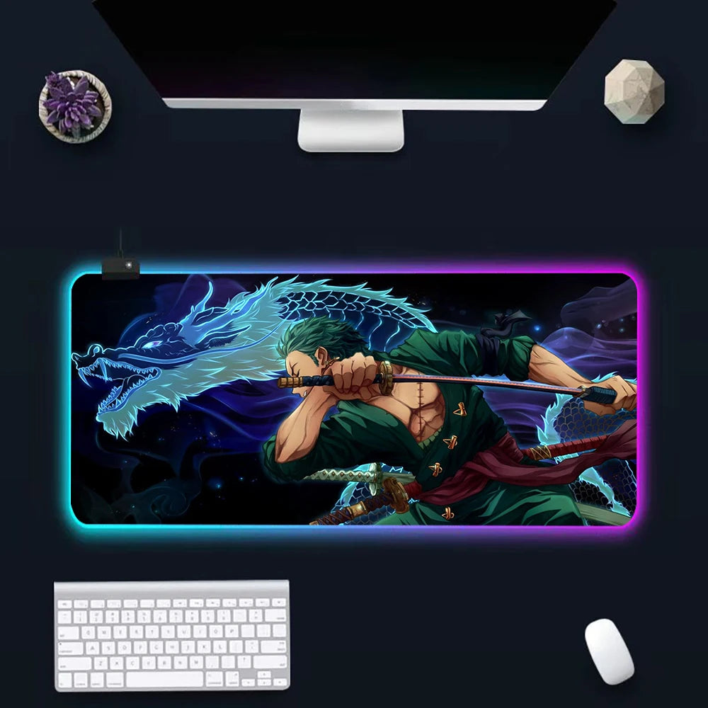 O-One-pieces RGB Pc Gamer Keyboard Mouse Pad Mousepad LED Glowing Mouse Mats Rubber Gaming Computer Mausepad