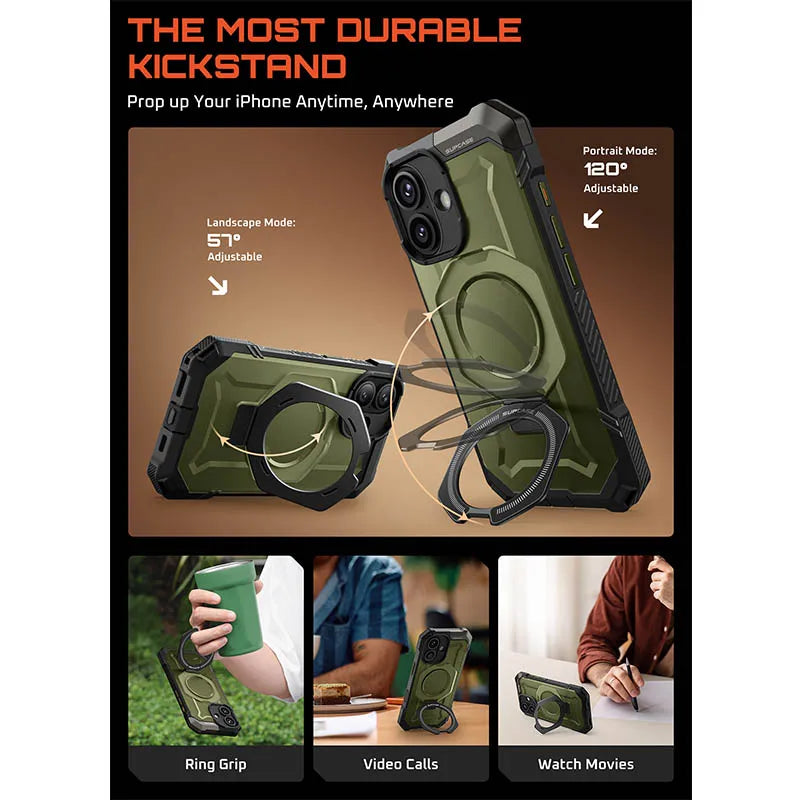 SUPCASE For iPhone 17 Case with Camera Control Capture Button UB Grip Heavy Duty Rugged Magnetic Phone Case with Stand