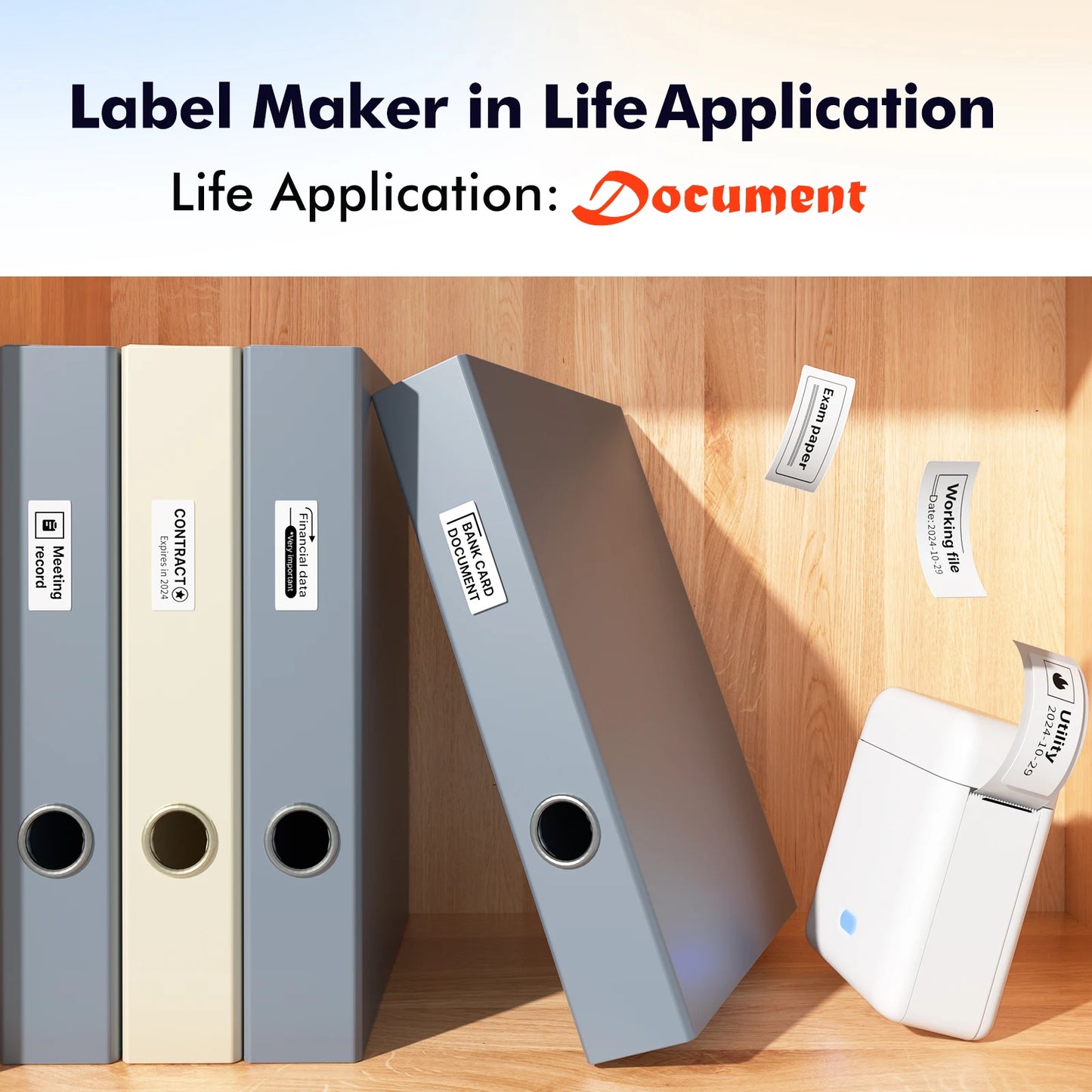 Mini Label Printer， Portable Thermal Printer ，Self-Adhesive Sticker Labeling Machine， Wireless Bluetooth，Inkless Printer