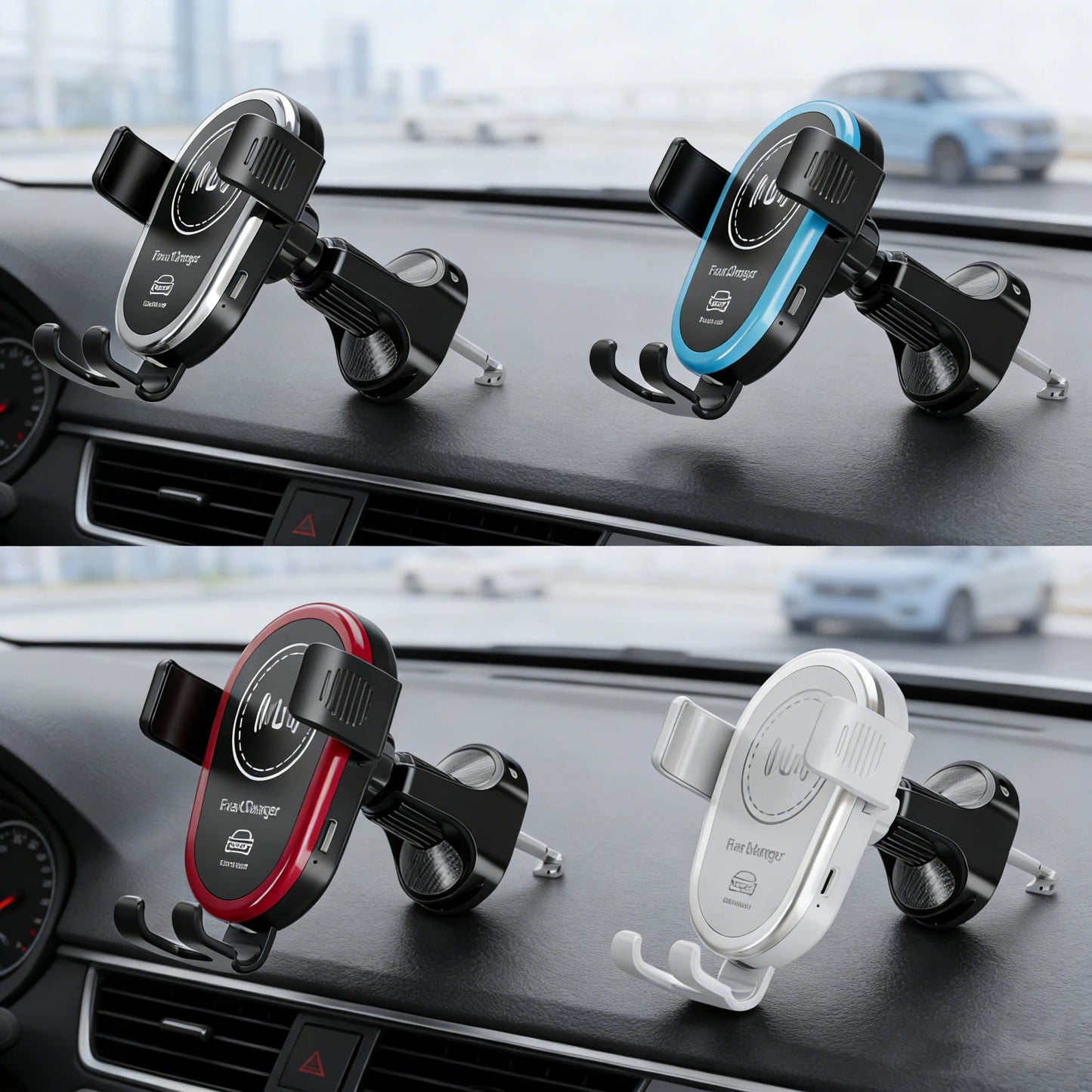 Wireless Car Charger with Triangular Wing Design Sturdy Structure, Supports PD/QC Fast Charging Protocols Compatible with iPhone