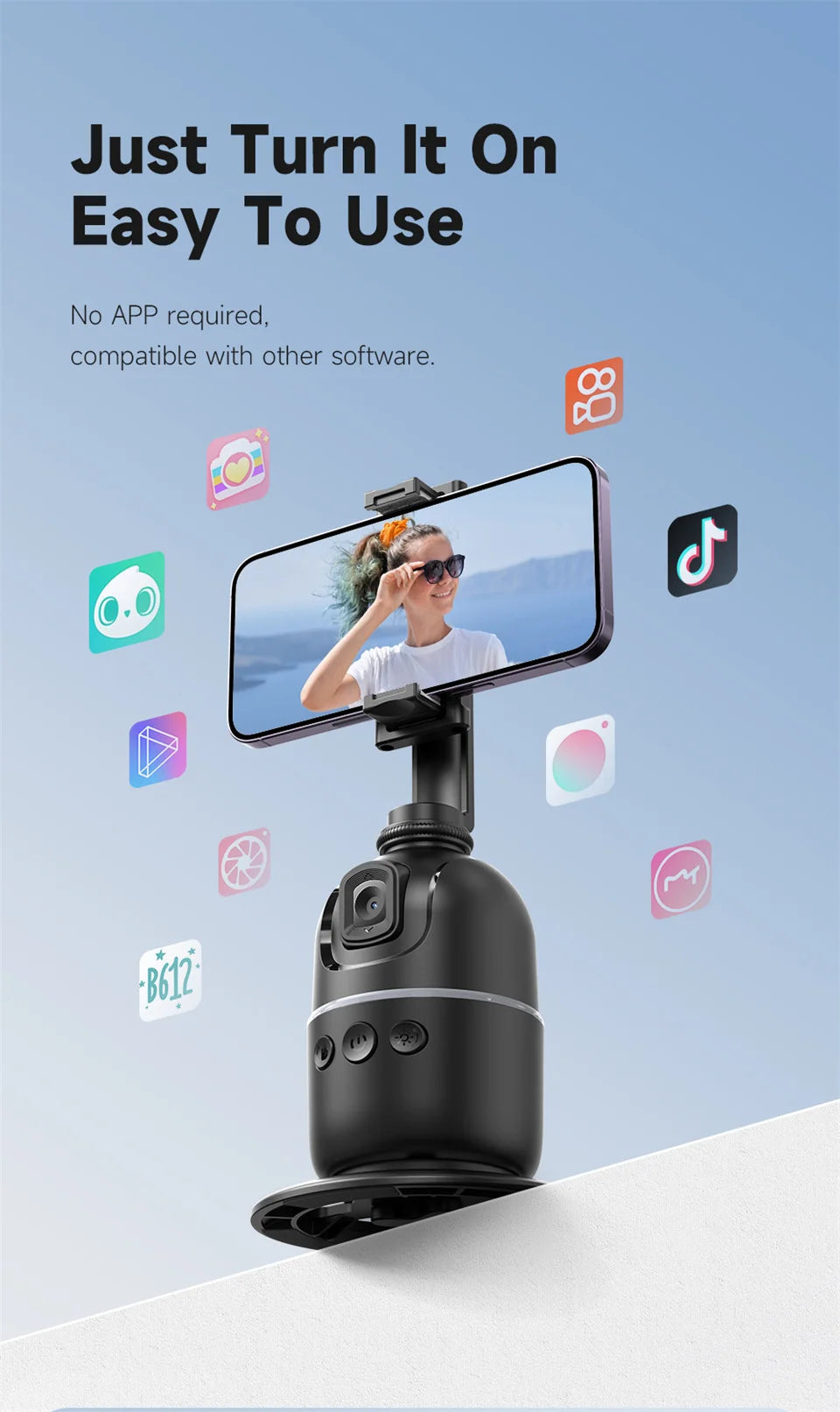 FANGTUOSI AI Smart Gimbal 360° Selfie Stick Auto Face Tracking Gimbal Rotation For Smartphone video Vlog Stabilizer Phone Holder