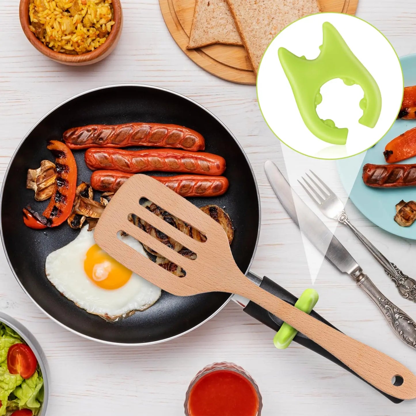 1PC Silicone Spatula Holder Portable Antioverflow Pot Lid Clip Anti-scalding Spoon Holder Kitchen Universal Spatula Bracket Clip
