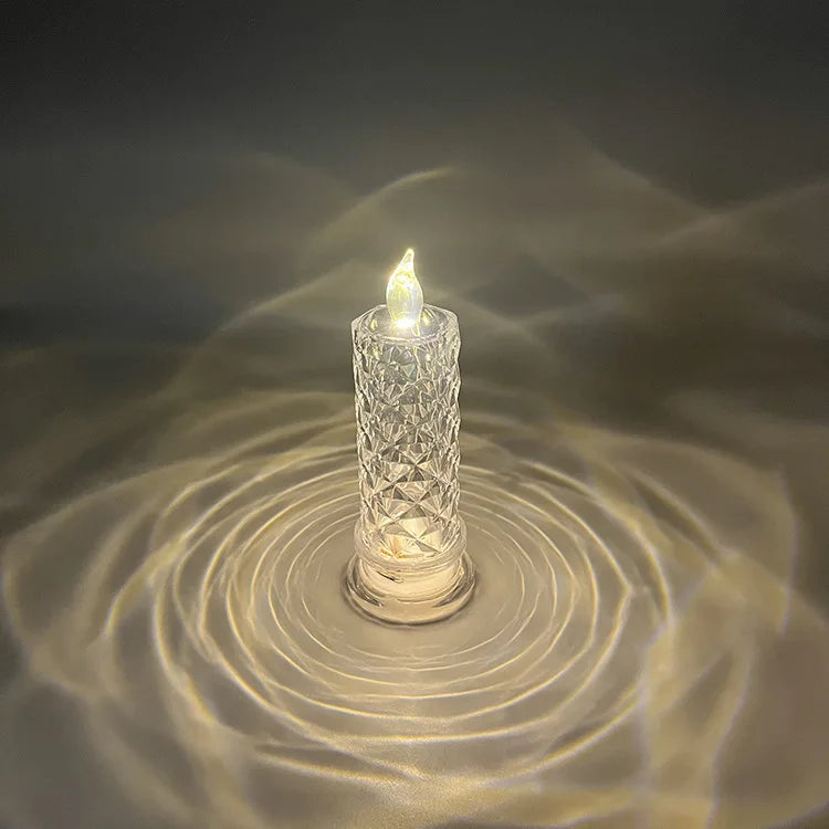 1/2PCS LED Flameless Candles Rose Crystal LED Candle Light for Valentine's Day Bedroom Wedding Christmas Home Decorations Crafts
