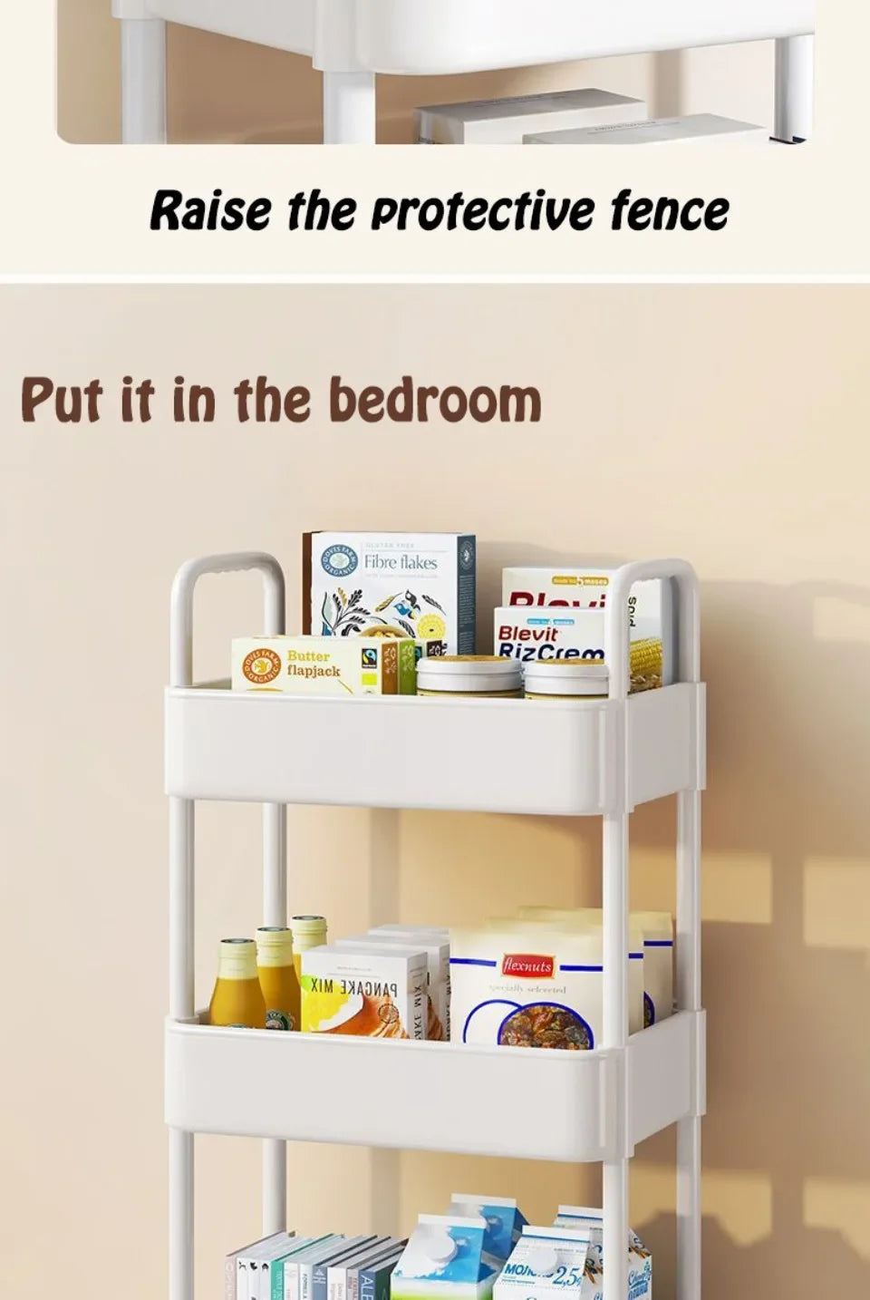 Kitchen Storage Trolley Mobile Bathroom Gap Shelf Rotatable Toys Shelves Snacks Organizer Rack Large Capacity Bookshelf Cart