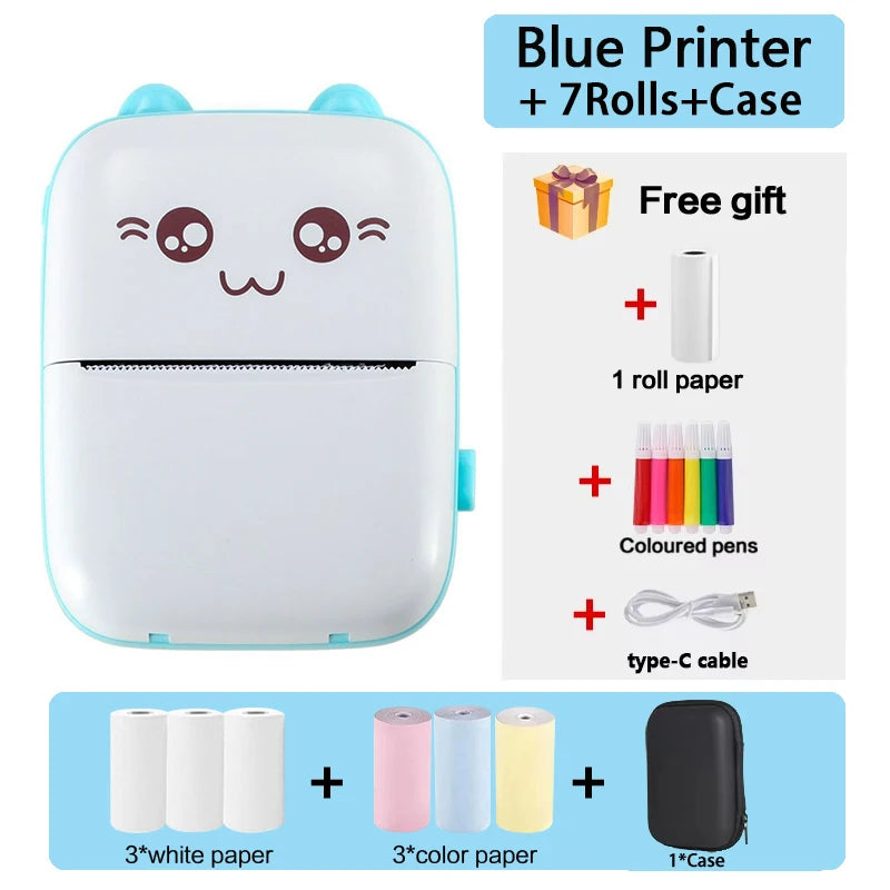 Mini Bluetooth Thermal Printer 200dpi for Labels, Photos, and Memo Printing - Portable with USB Cable