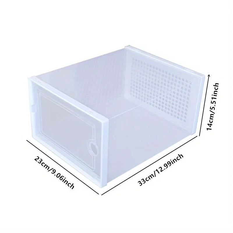 6/12Pcs Foldable Clear Shoe Box, Stackable Plastic Shoe Storage Organizer, Breathable Dustproof  Home & Shoe Display Rack