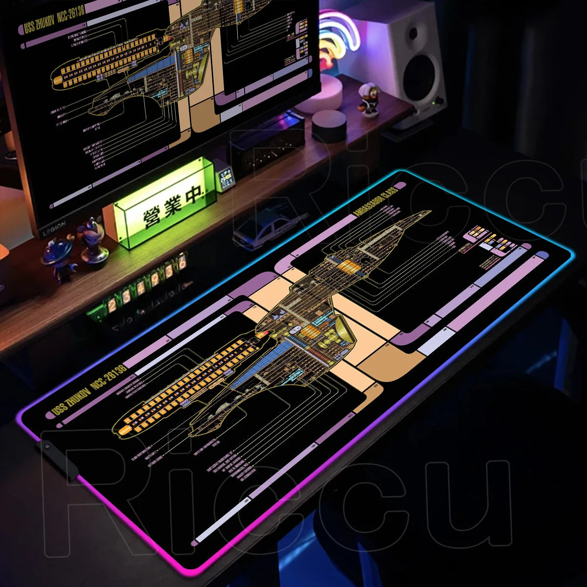 RGB Pc Gamer S-Star Treks Keyboard Expansion Mouse Pad LED Glowing Mat Rubber Backlight Gaming Computer Laptop Home Office Setup