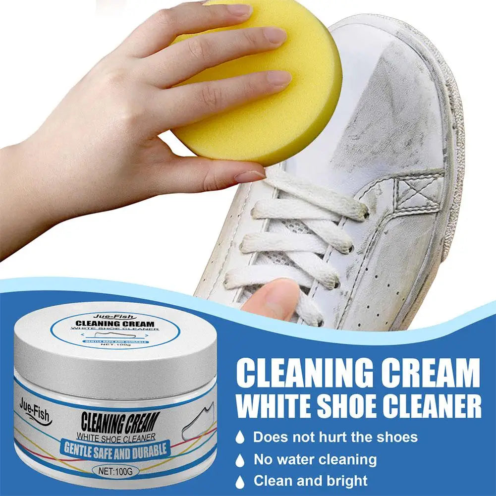 White Shoes Cleaning Cream Stains Remover Shoes Whitening All-Purpose Cleansing Cream With Wipe Sponge For Shoes Sneakers