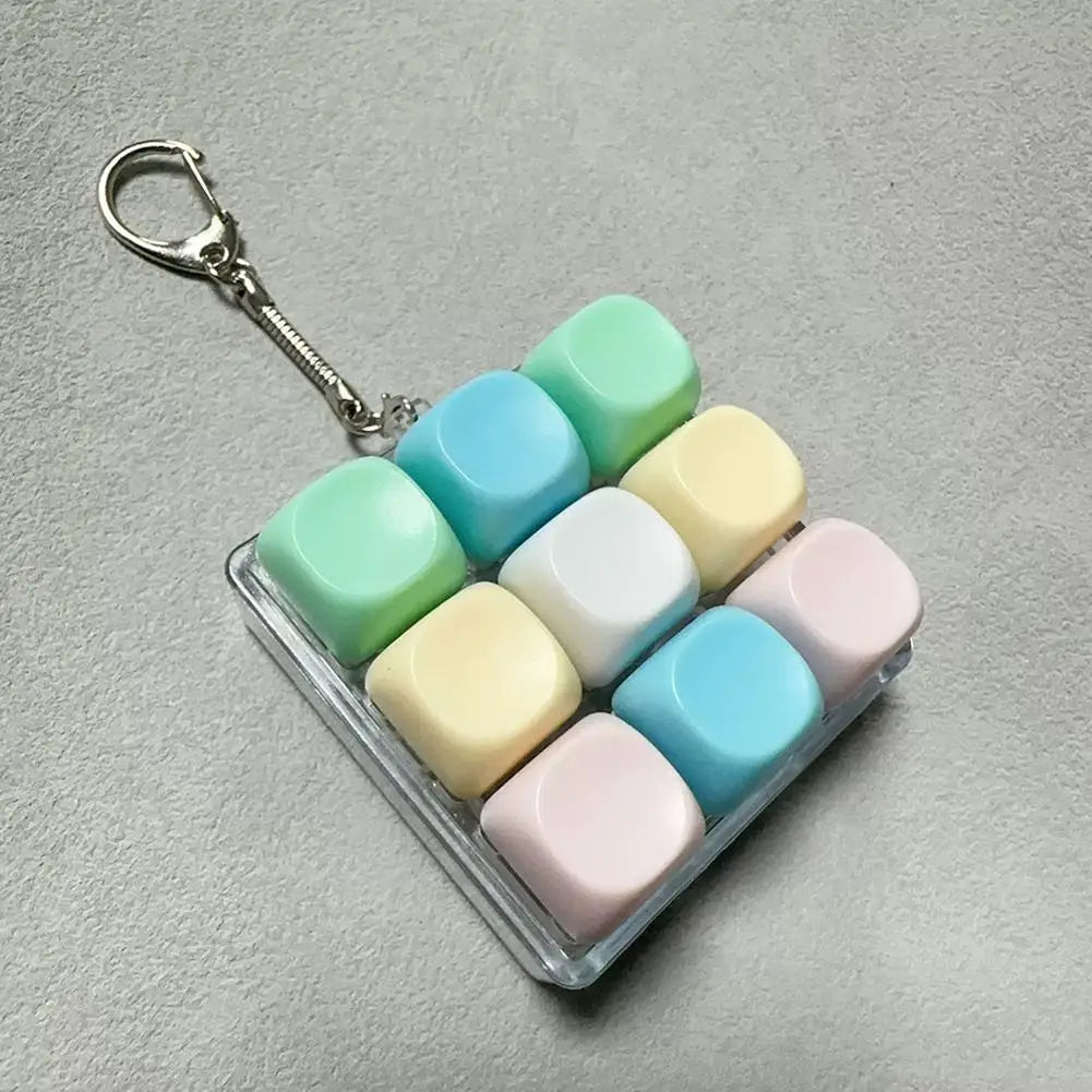 Mechanical Keyboard Fidget Keychain Toy Clicky Keycap Stress Relief 9 Keys Finger Button Squeeze Toy for Adults Gift