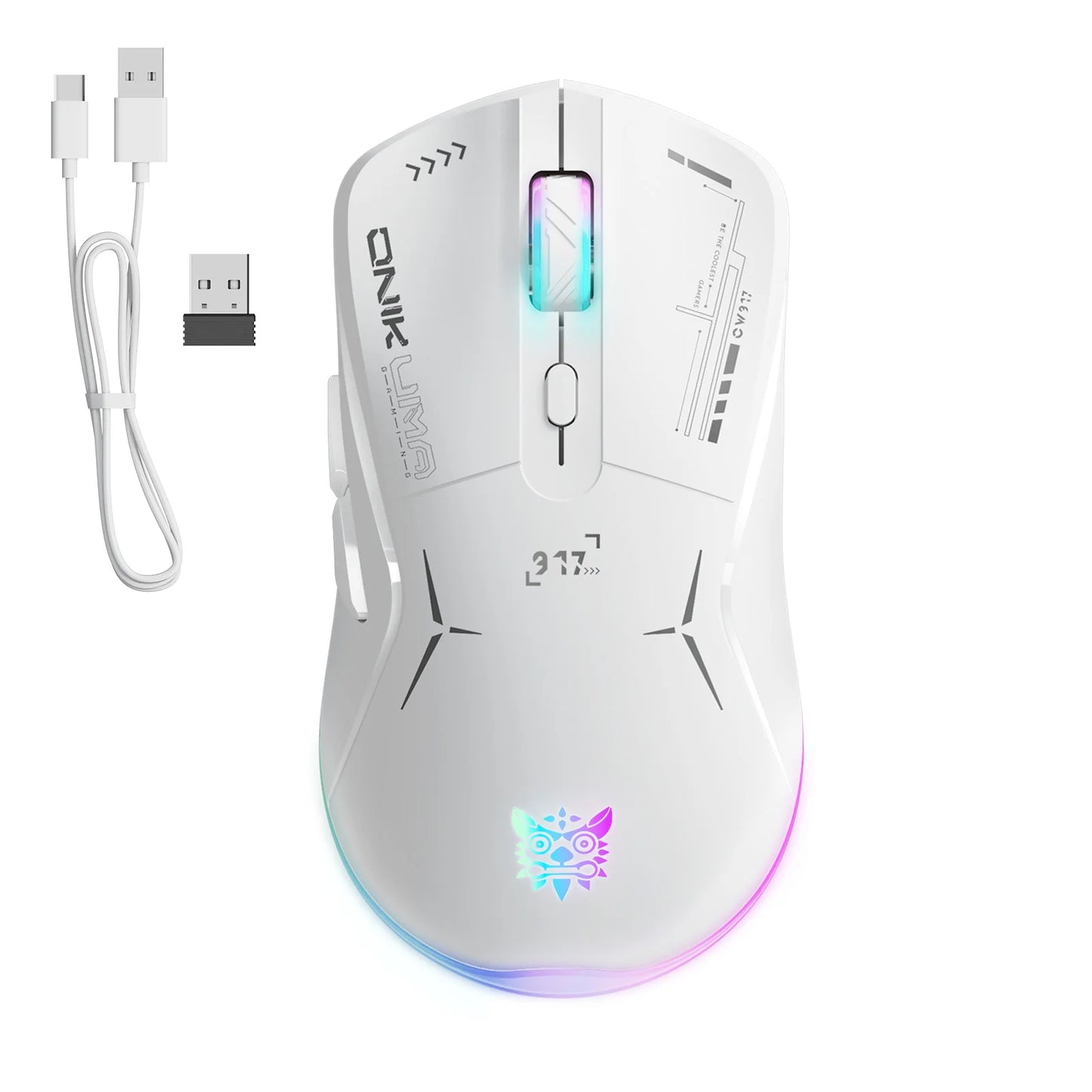 ONIKUMA CW917 Gaming Wireless Mouse 7 RGB Backlit  Lighting Modes 4800 DPI Ergonomic Game Mice Esports Mouse For Laptop PC Gamer