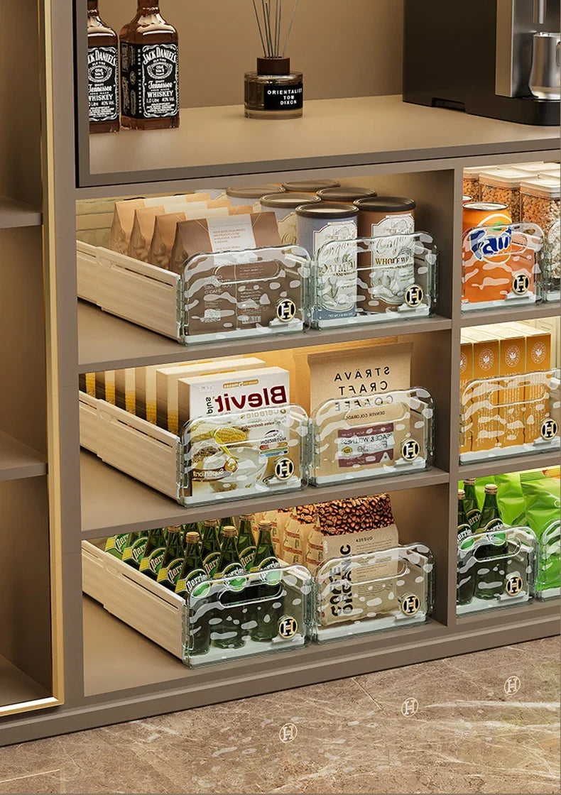 Kitchen Organizing Storage Box Simple Cabinet Retractable Storage Box Water Corrugated Drawer Desktop Snacks Grocery Storage Box