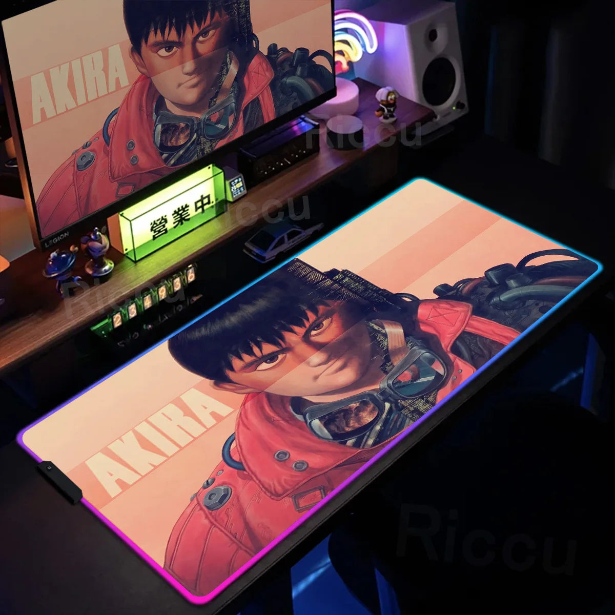 RGB Gaming Mouse Pad Anime AKIRA Keyboard Mousepad Large Computer LED Backlit Deskmat Xxl Gamer Decoracion Lock Edge Thicken Rug