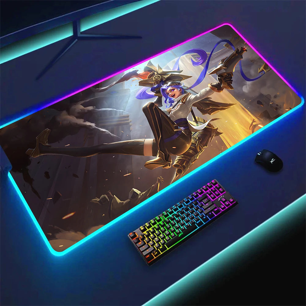 JINX VI RGB Gaming Mouse Pad 900x400mm Anime Arcane Mats League of Legends Gamer Carpet Rug LOL Large Keyboard LED Cool Desk Mat