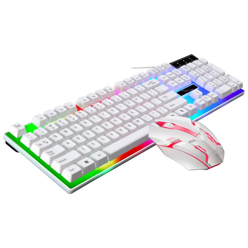 Gamer Keyboard And Mouse Combo Set RGB LED 104-Key Wired Gaming Keyboard Mouse Set for Notebook Laptop Desktop PC Tablet