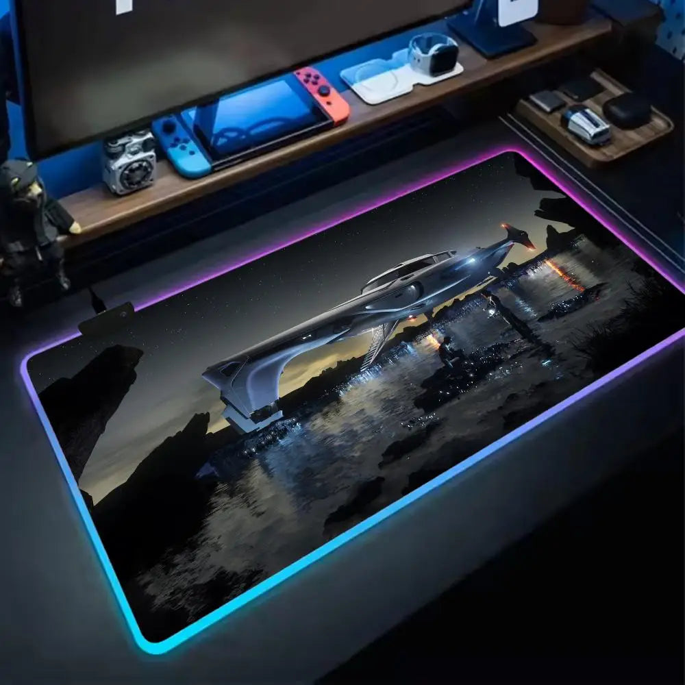 Star Citizen Mouse Pad RGB Gaming Mouse Pad XXL, Extended Surface, Non-Slip, Smooth, LED Lights, Perfect Desk Mat