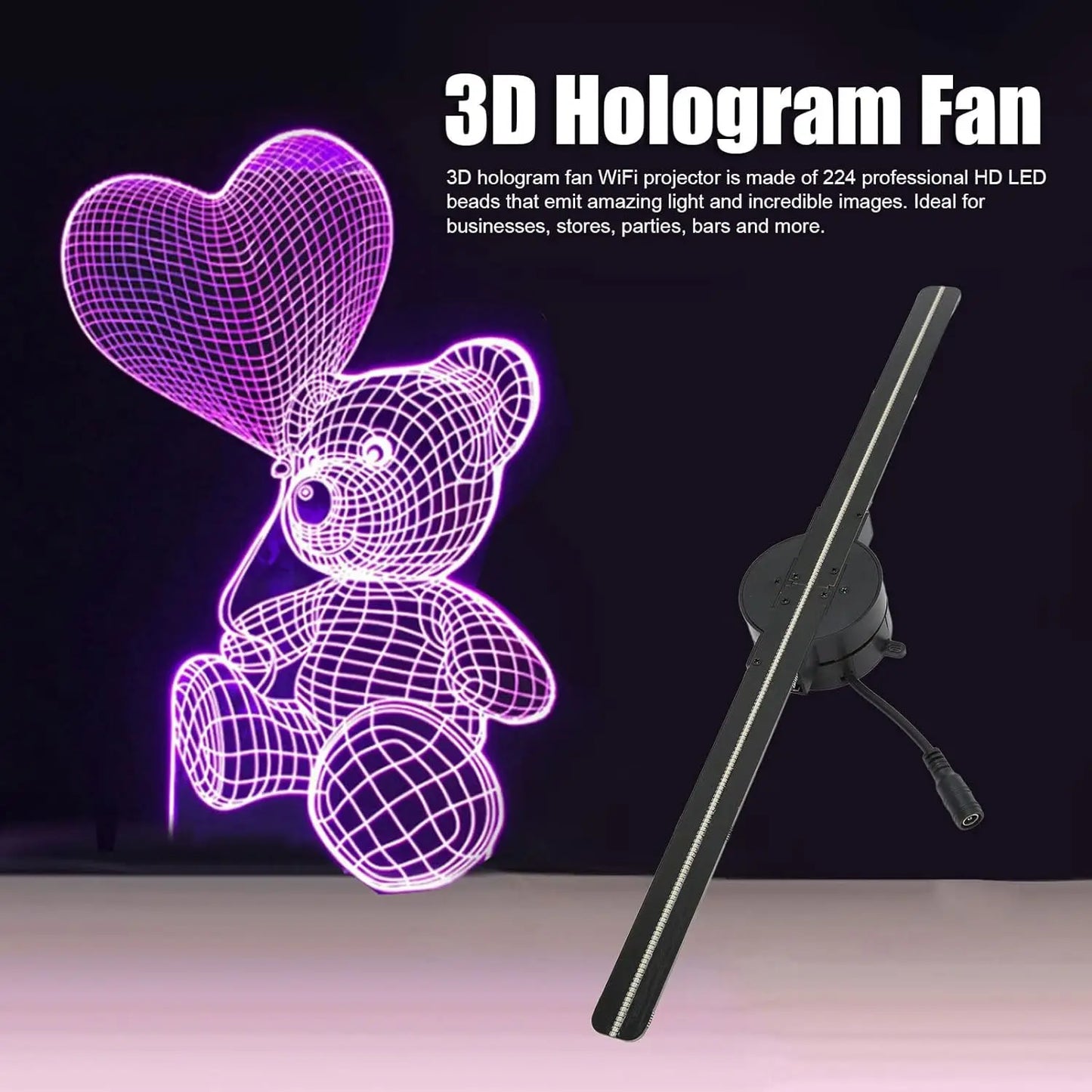 3D Hologram Fan 3D Holographic Projector Advertising Display Light HD Holographic Projector Stores Bars Party Xmas Halloween