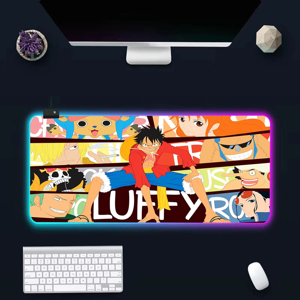 O-One-pieces RGB Pc Gamer Keyboard Mouse Pad Mousepad LED Glowing Mouse Mats Rubber Gaming Computer Mausepad