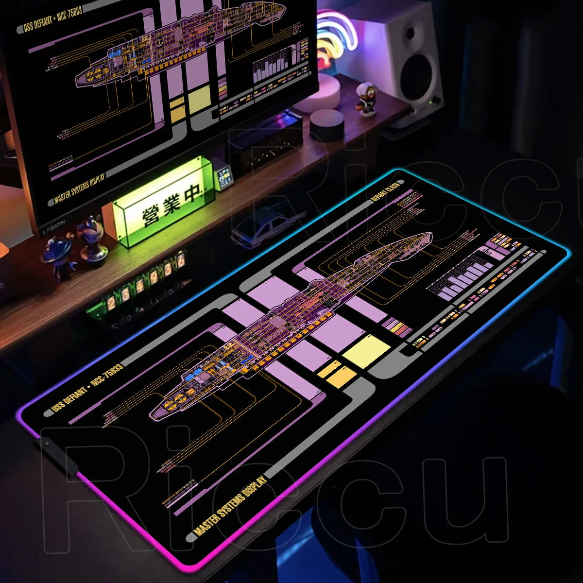 RGB Pc Gamer S-Star Treks Keyboard Expansion Mouse Pad LED Glowing Mat Rubber Backlight Gaming Computer Laptop Home Office Setup