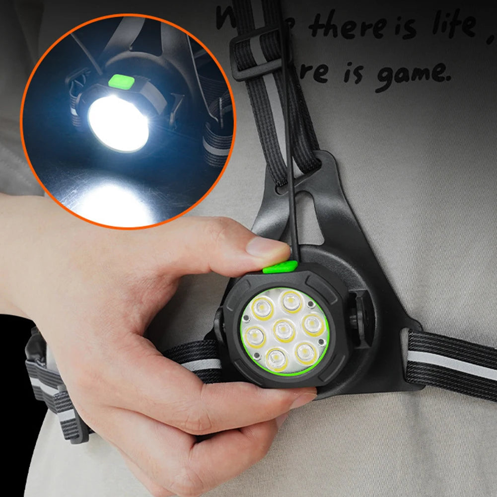 LED Cycling Chest Light Adjustable Ultra Bright Safety Lamp 2000mAh Lightweight Chest Run Light 360LM for Camping Hiking Running