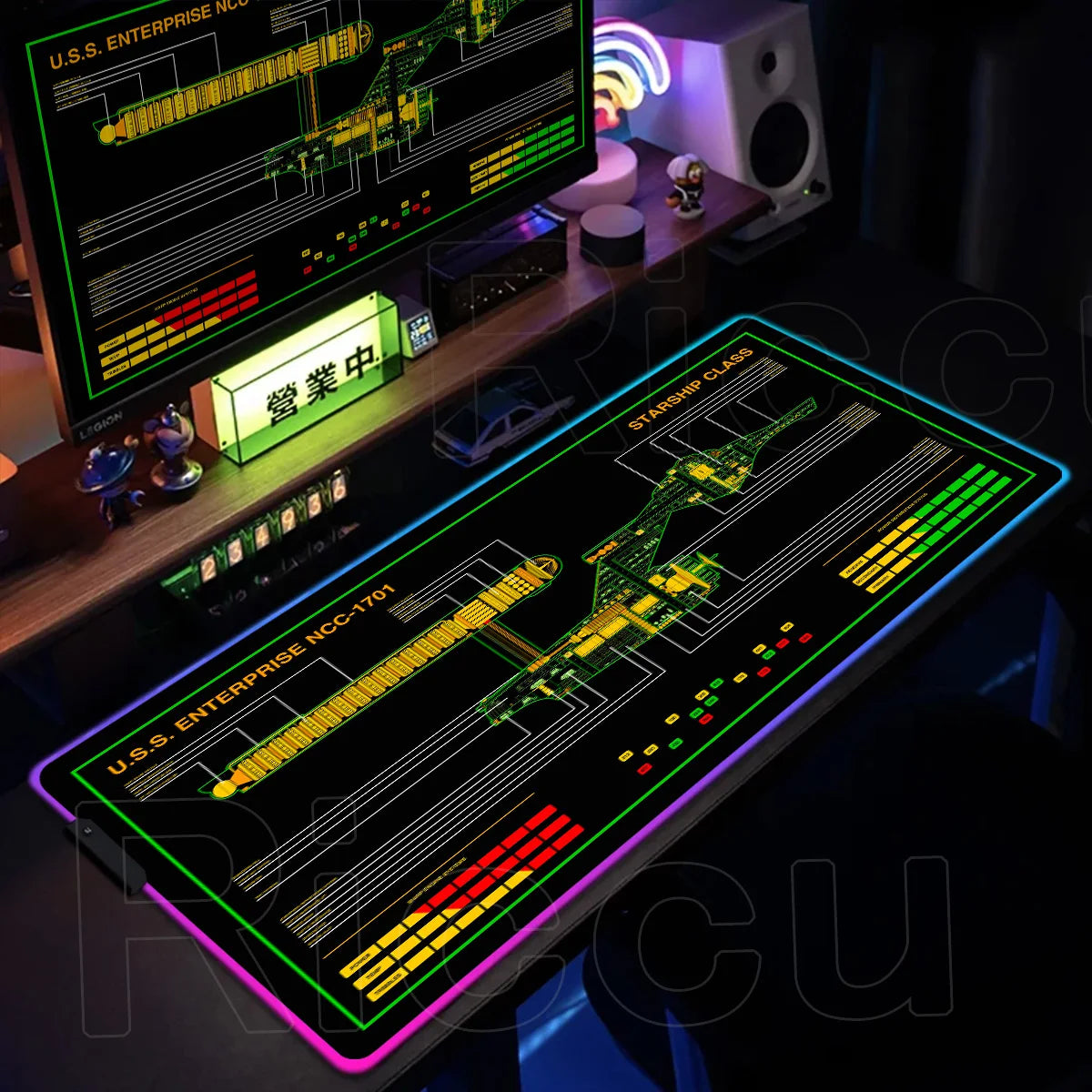 RGB Pc Gamer S-Star Treks Keyboard Expansion Mouse Pad LED Glowing Mat Rubber Backlight Gaming Computer Laptop Home Office Setup