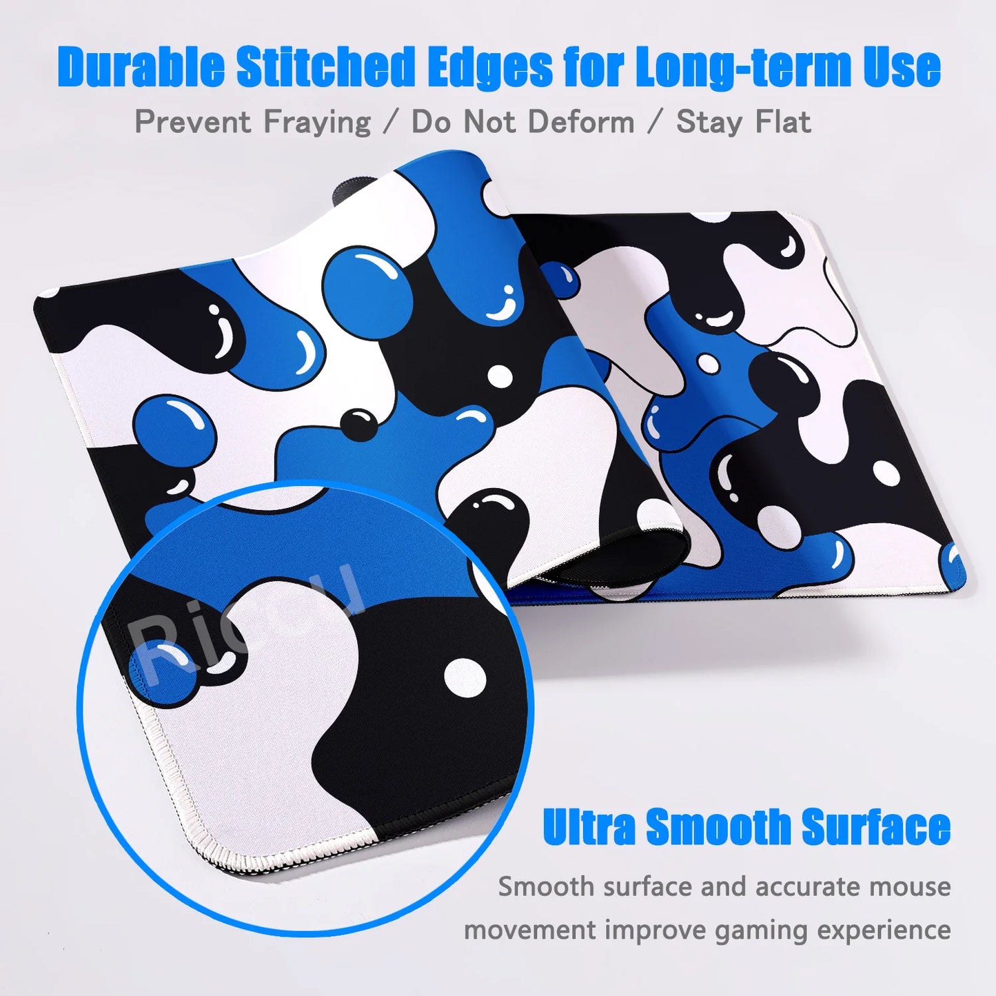 Gaming Mouse Pad Large Size Table Pad Blue & White Strata Liquid Mousepad XXL Computer Play Mat Rubber Mausepad Keyboard Deskmat