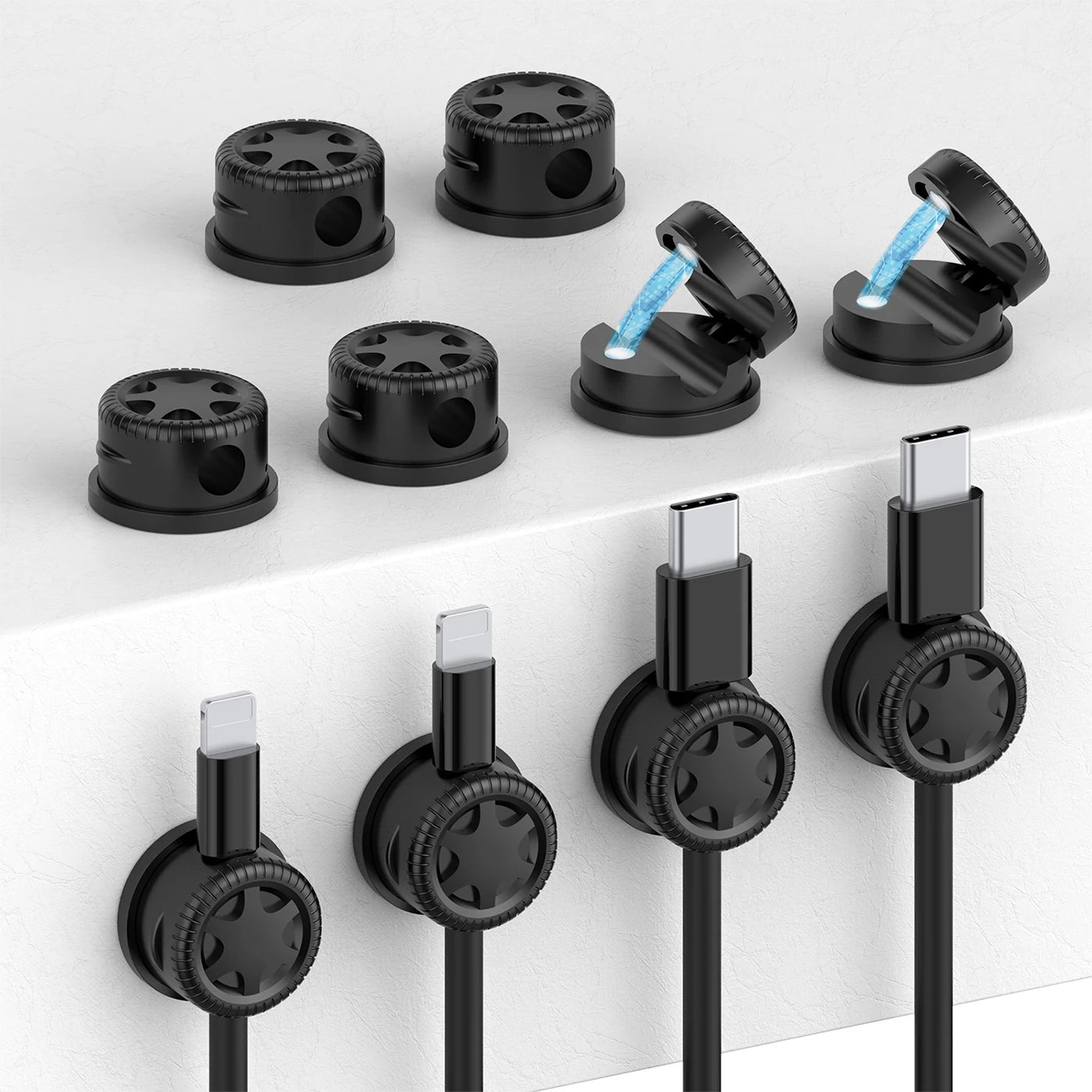 Magnetic Cable Organizer Adjustable Cable Clips Holder Adhesive Wire Keeper Cord Management for Car Home Office Under Desk