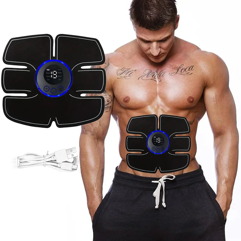 USB Rechargeable Muscle Massager Portable Abdominal Fitness Patch Shaping Massage Wireless LCD Display Massager to Relax Fatigue